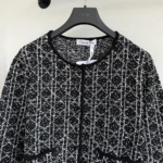 Dior Women Macrocannage Regular-Fit Jacket Black and White Cotton-Blend Tweed Knit