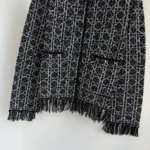 Dior Women Macrocannage Regular-Fit Jacket Black and White Cotton-Blend Tweed Knit