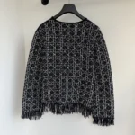 Dior Women Macrocannage Regular-Fit Jacket Black and White Cotton-Blend Tweed Knit