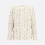 Dior Women Macrocannage Regular-Fit Jacket White and Gold-Tone Wool-Blend Tweed