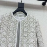 Dior Women Macrocannage Regular-Fit Jacket White and Gold-Tone Wool-Blend Tweed