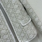 Dior Women Macrocannage Regular-Fit Jacket White and Gold-Tone Wool-Blend Tweed