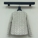 Dior Women Macrocannage Regular-Fit Jacket White and Gold-Tone Wool-Blend Tweed