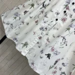 Dior Women Mid-Length Belted Shirtdress Beige Silk Twill with Multicolor Butterflies & Iris Motif