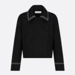 Dior Women Peacoat Black Double-Sided Virgin Wool-Angora-Blend Felt