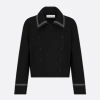 Dior Women Peacoat Black Double-Sided Virgin Wool-Angora-Blend Felt