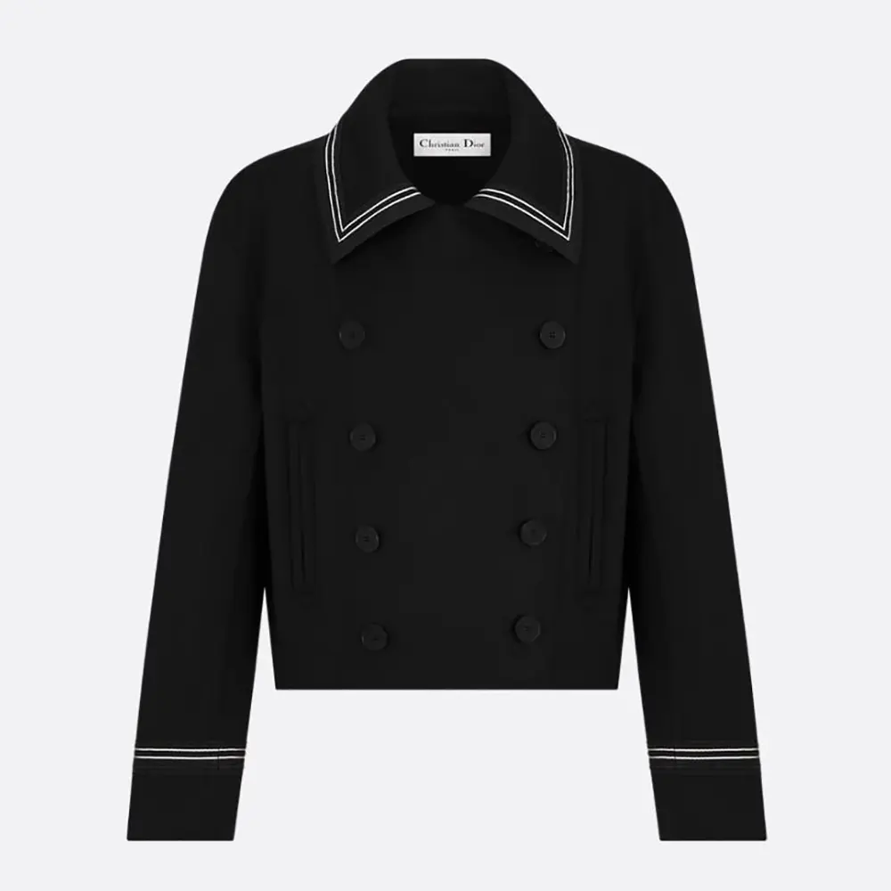 Dior Women Peacoat Black Double-Sided Virgin Wool-Angora-Blend Felt (1) Dior Women Peacoat Black Double-Sided Virgin Wool-Angora-Blend Felt