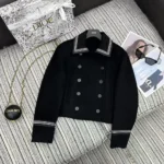 Dior Women Peacoat Black Double-Sided Virgin Wool-Angora-Blend Felt