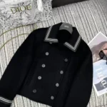 Dior Women Peacoat Black Double-Sided Virgin Wool-Angora-Blend Felt