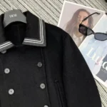 Dior Women Peacoat Black Double-Sided Virgin Wool-Angora-Blend Felt