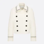 Dior Women Peacoat Ecru Double-Sided Virgin Wool-Angora-Blend Felt