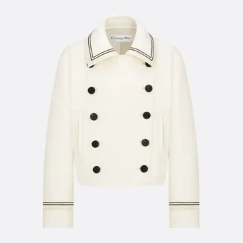 Dior Women Peacoat Ecru Double-Sided Virgin Wool-Angora-Blend Felt