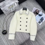 Dior Women Peacoat Ecru Double-Sided Virgin Wool-Angora-Blend Felt