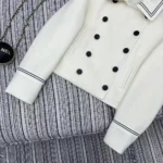 Dior Women Peacoat Ecru Double-Sided Virgin Wool-Angora-Blend Felt