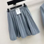 Dior Women Pleated Miniskirt Blue Virgin Wool Tweed 621J18A1186 - Image 2