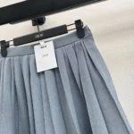 Dior Women Pleated Miniskirt Blue Virgin Wool Tweed 621J18A1186