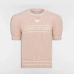 Dior Women Short-Sleeved Sweater Pink Virgin Wool-Cashmere Knit