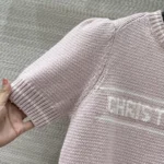 Dior Women Short-Sleeved Sweater Pink Virgin Wool-Cashmere Knit