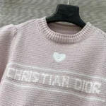 Dior Women Short-Sleeved Sweater Pink Virgin Wool-Cashmere Knit
