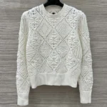 Dior Women Sweater White Openwork Cotton Knit 614S04A7085