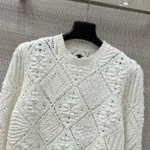 Dior Women Sweater White Openwork Cotton Knit 614S04A7085
