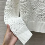 Dior Women Sweater White Openwork Cotton Knit 614S04A7085