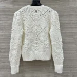 Dior Women Sweater White Openwork Cotton Knit 614S04A7085