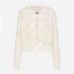 Dior Women Twinset White Openwork Cotton Knit 614W02A7085