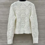 Dior Women Twinset White Openwork Cotton Knit 614W02A7085