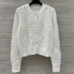Dior Women Twinset White Openwork Cotton Knit 614W02A7085