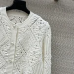 Dior Women Twinset White Openwork Cotton Knit 614W02A7085