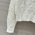 Dior Women Twinset White Openwork Cotton Knit 614W02A7085