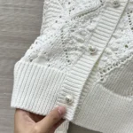 Dior Women Twinset White Openwork Cotton Knit 614W02A7085 - Image 9