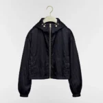 Dior Women Zipped Cropped Jacket Navy Blue Dior Oblique Technical Taffeta