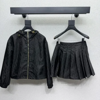 Dior Women Zipped Cropped Jacket Navy Blue Dior Oblique Technical Taffeta