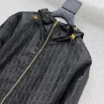 Dior Women Zipped Cropped Jacket Navy Blue Dior Oblique Technical Taffeta