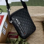 Gucci Men GG Emblem Small Crossbody Bag-Black 850238AAFOM - Image 8