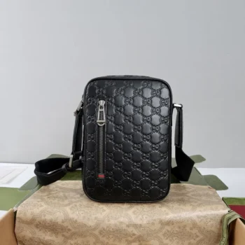 Gucci Men GG Emblem Small Crossbody Bag-Black 850238AAFOM