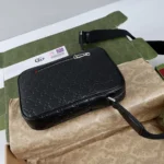 Gucci Men GG Emblem Small Crossbody Bag-Black 850238AAFOM - Image 5