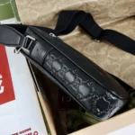 Gucci Men GG Emblem Small Crossbody Bag-Black 850238AAFOM - Image 7