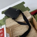 Gucci Men GG Emblem Small Crossbody Bag-Black 850238AAFOM - Image 9