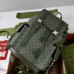 Gucci Unisex GG Monogram Large Backpack-Dark Green 792080FAFAJ