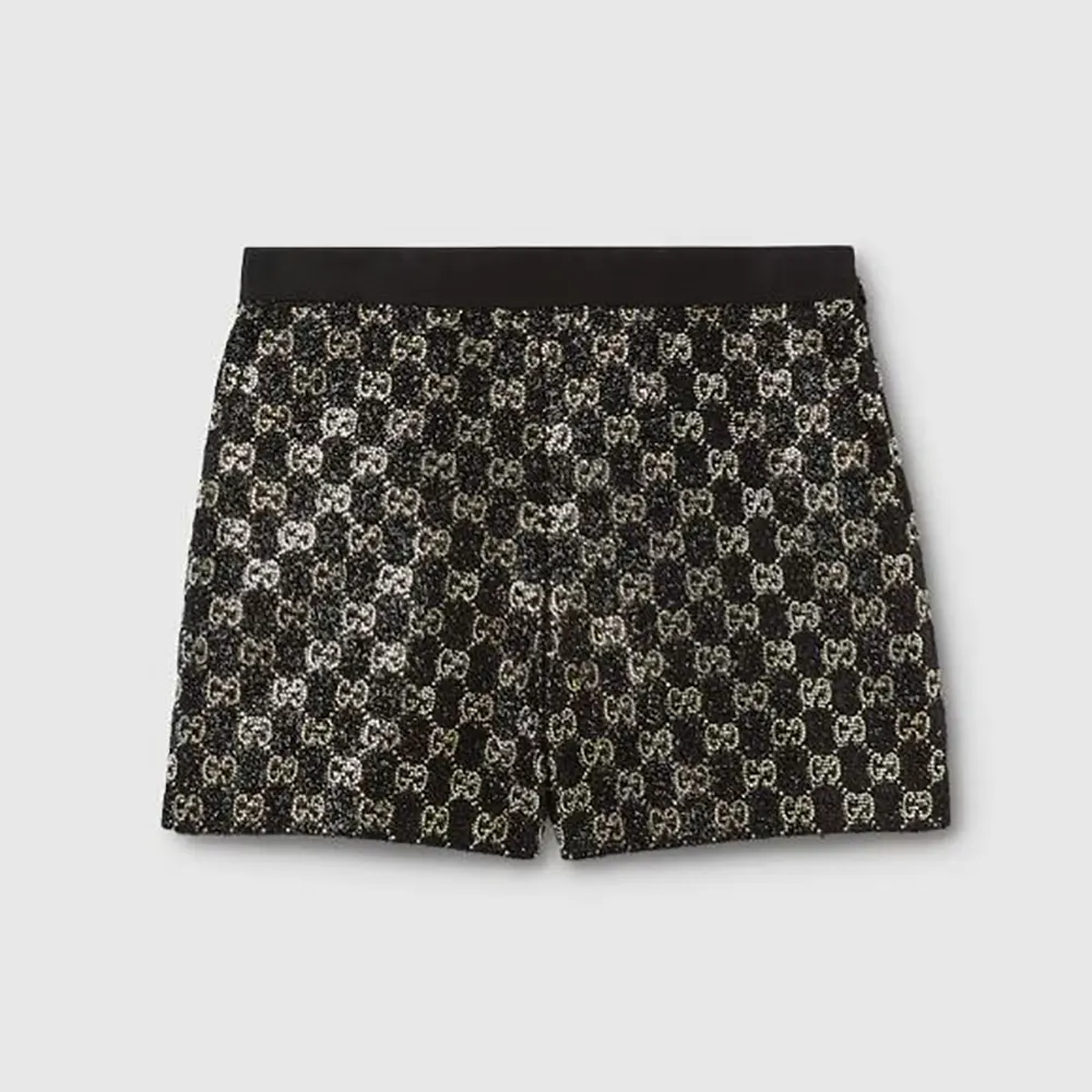 Gucci Women Embroidered Wool Tweed Lamé Shorts-Black 853382ZARWY (1) Gucci Women Embroidered Wool Tweed Lamé Shorts-Black 853382ZARWY