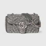 Gucci Women GG Marmont Crystals Small Shoulder Bag-Black ‎837280AAFTQ
