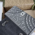 Gucci Women GG Marmont Crystals Small Shoulder Bag-Black ‎837280AAFTQ