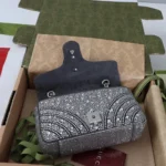 Gucci Women GG Marmont Crystals Small Shoulder Bag-Black ‎837280AAFTQ