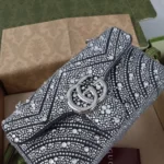 Gucci Women GG Marmont Crystals Small Shoulder Bag-Black ‎837280AAFTQ