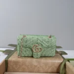 Gucci Women GG Marmont Crystals Small Shoulder Bag-Green ‎837280AAFTR