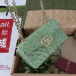 Gucci Women GG Marmont Crystals Small Shoulder Bag-Green ‎837280AAFTR