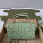 Gucci Women GG Marmont Crystals Small Shoulder Bag-Green ‎837280AAFTR